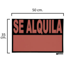 Cartel Se Alquila 50 x 35 (Alt.) cm.
