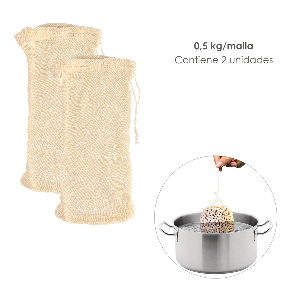 Malla / Bolsa Para Coccion Legumbres Algodon 0,5 Kg Pack De 2 Unidades. Algodon 100% Organico - Imagen 2