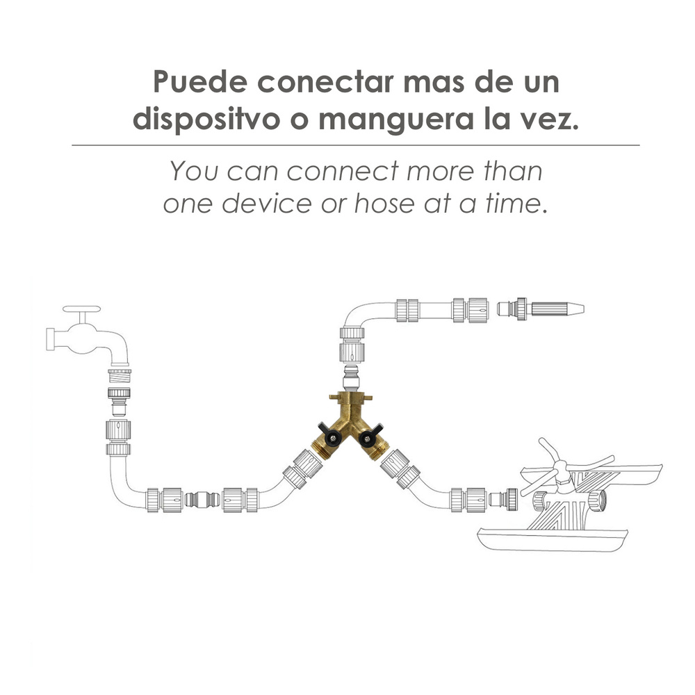 Adaptador Manguera Laton 2 Tomas Macho 3/4", Duplicador Grifo, Adaptador 2 Vias, Entrada 3/4" Hembra - Imagen 5