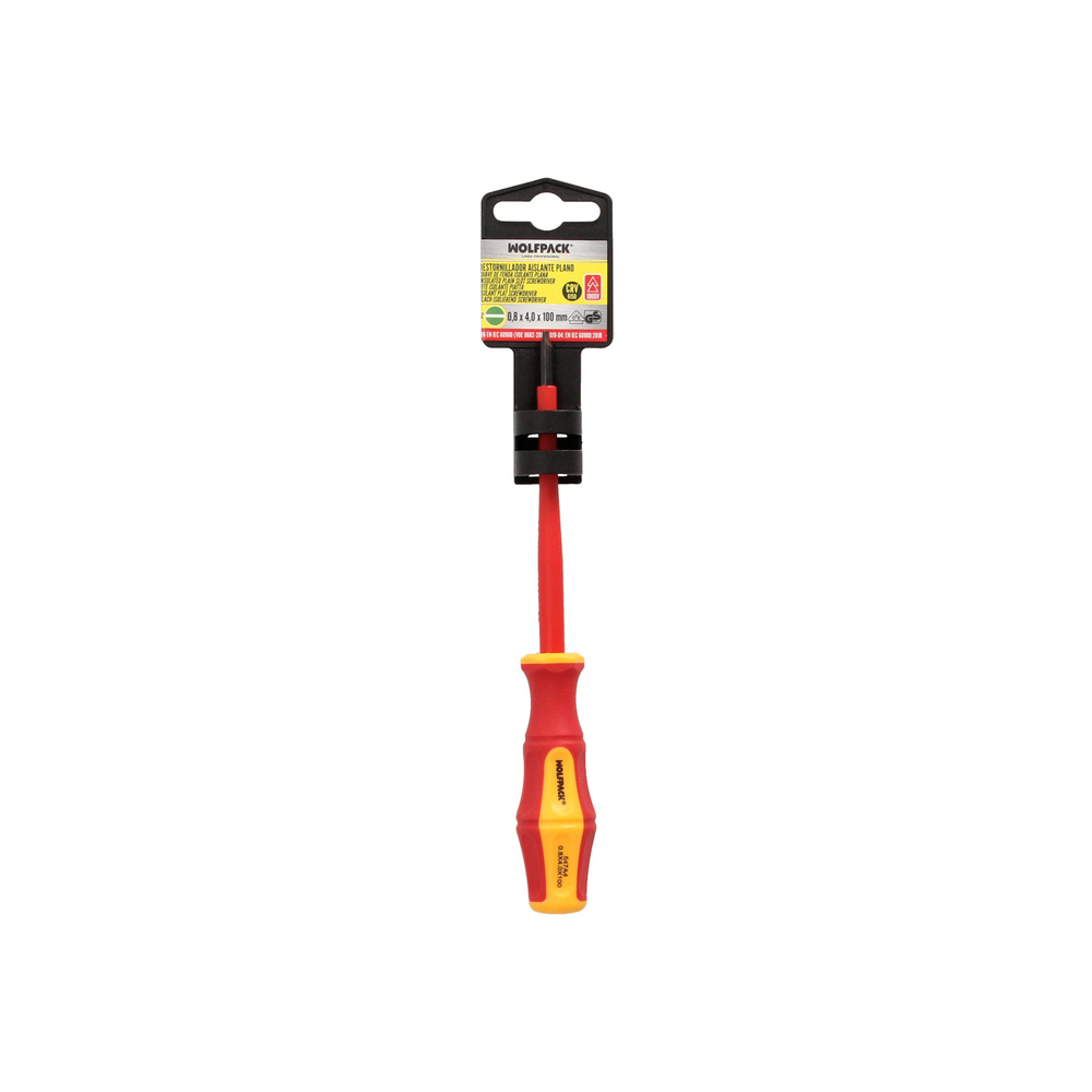 Destornillador Plano Aislado Certificado VDE 1.000 V. Medida 0,8 x Ø 4,0 x 100 mm. Destornillador Seguridad Electricista - Imagen 5