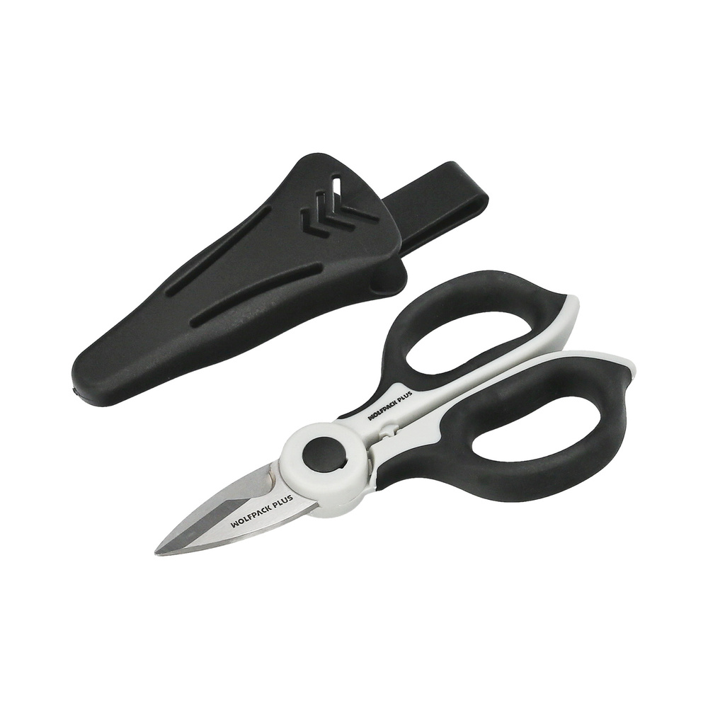 Tijeras Electricista 155 mm. Mango TPR Plus No tension. Con Funda Hojas Acero Inoxidable, Tijeras Cortar Cable, Pelacables