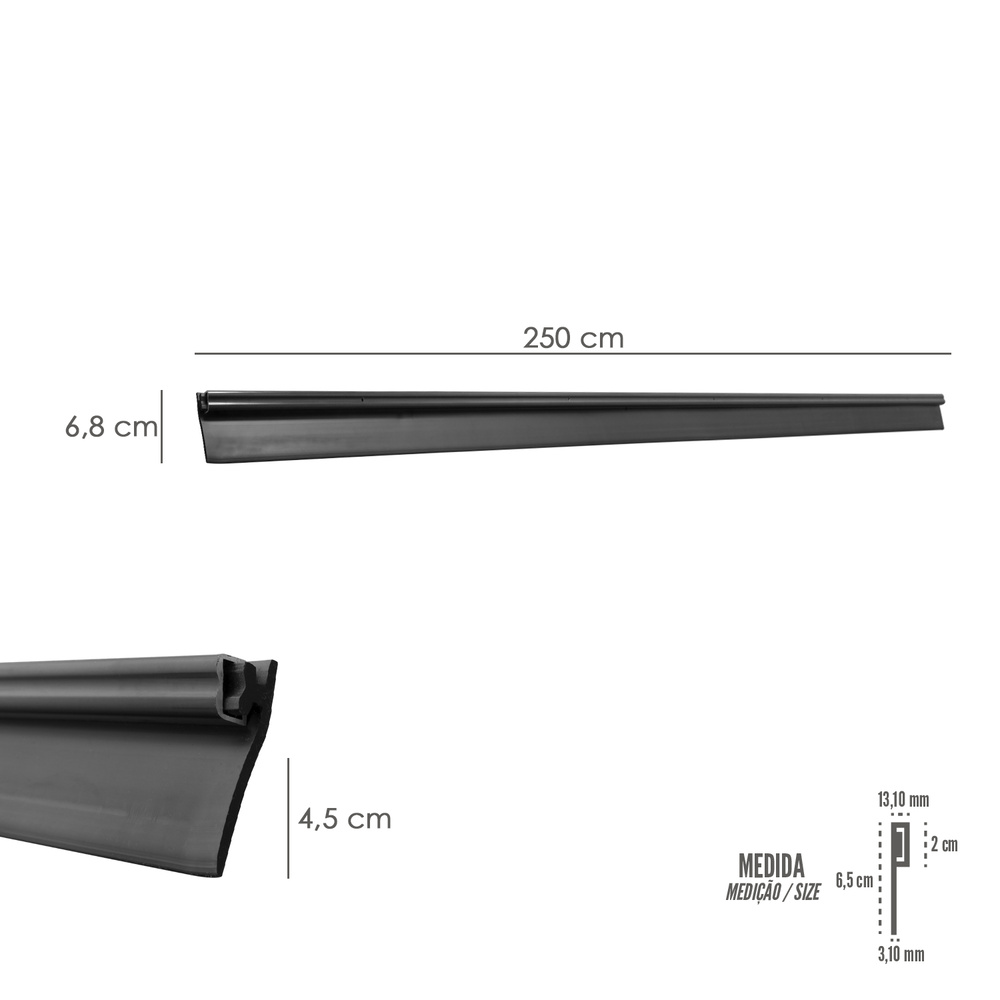 Burlete Reforzado Para Puertas De Garaje Aluminio Negro Con Goma 2,5 m. Perfil Bajo Cochera Cepillo De Puerta, Burlete Garaje - Imagen 2