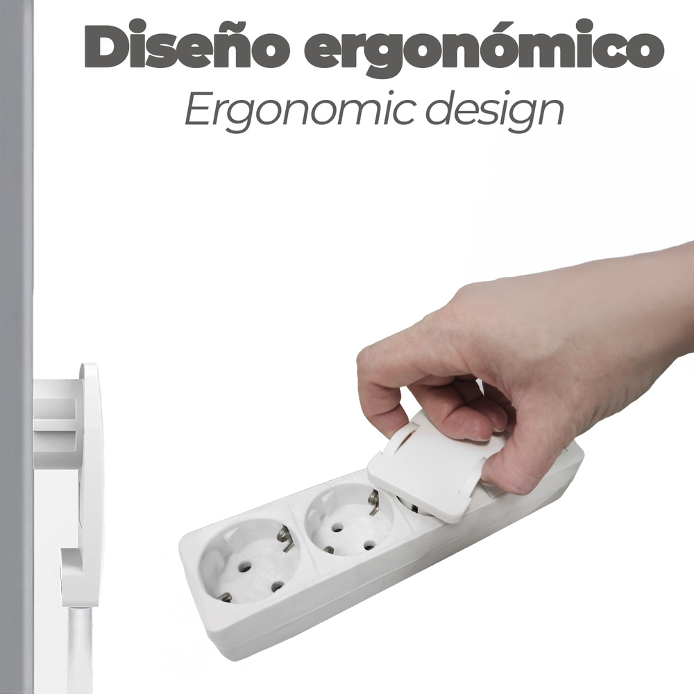Clavija Enchufe Ultraplano 7 mm. con Asas De Extraccion 16 A - 250 V. Tras Muebles, 3 Cables, Toma Schuko - Imagen 4