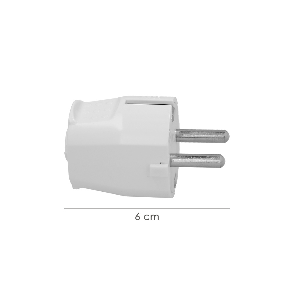 Clavija Schuko 2 Polos Con Toma Tierra 16 Amperios Blanco. - Imagen 2