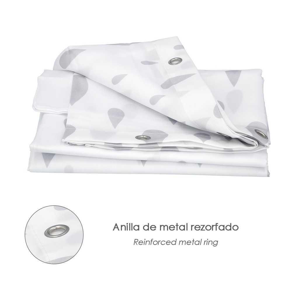 Cortina Ducha Gotas Gris 180x200 cm. Impermeable - Imagen 4