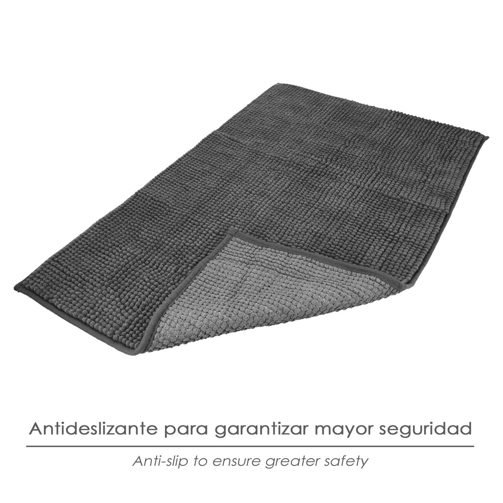 Alfombra Baño Poliéster Chenilla 50x80 cm. Gris. - Imagen 3