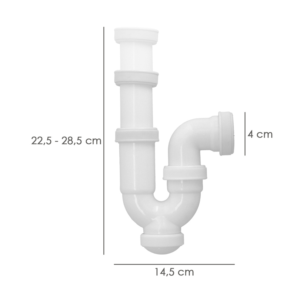 Sifon Curvo ExtensibleTuerca Loca 1 1/2" Ø 40 Mm - Imagen 2