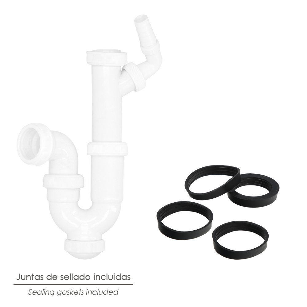 Sifon Curvo Extensible Con Toma Lavadora 1 1/2" Ø 40 Mm. - Imagen 5