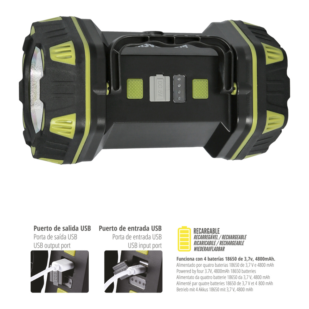 Linterna Led Multiusos 3 En 1 Recargable 400 Lumenes - Imagen 5