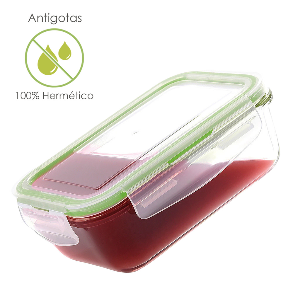 Recipiente Hermetico Cristal Rectangular 1200 ml. 20.4 x 15.4 x 7 (alt) cm. - Imagen 2