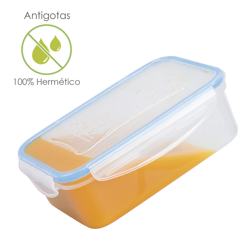 Recipiente Hermetico Plastico Rectangular 800 ml. 20.5x13x6 (Alt.) cm. - Imagen 2