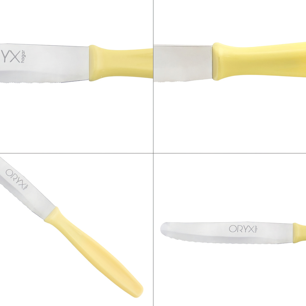 Cuchillo Mesa Etna Hoja Sierra Acero Inoxidable 10 cm. Amarillo (Blister 6 piezas) - Imagen 4