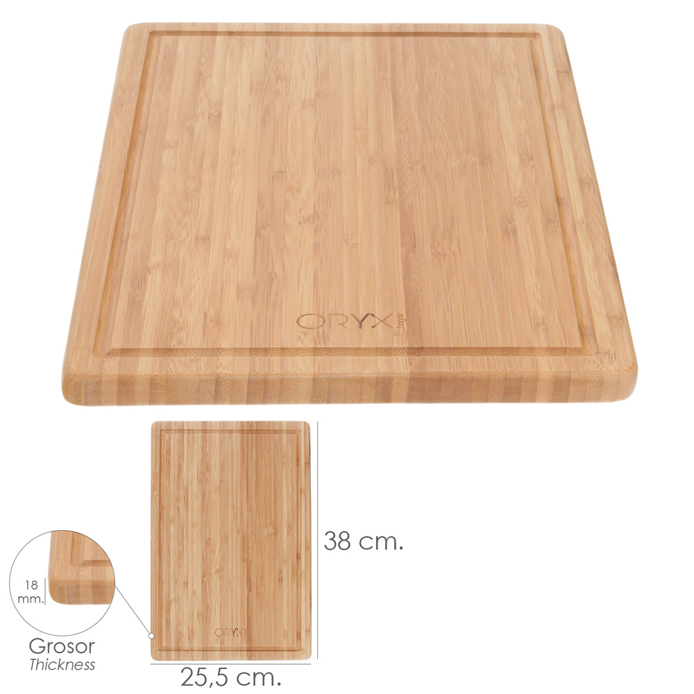 Tabla Cortar Cocina Fabricada En Madera De Bambu 100% Con Ranura 32x25,5 cm.Tabla Cortar,Carne Pescado,Verduras,Frutas,Alimentos - Imagen 2
