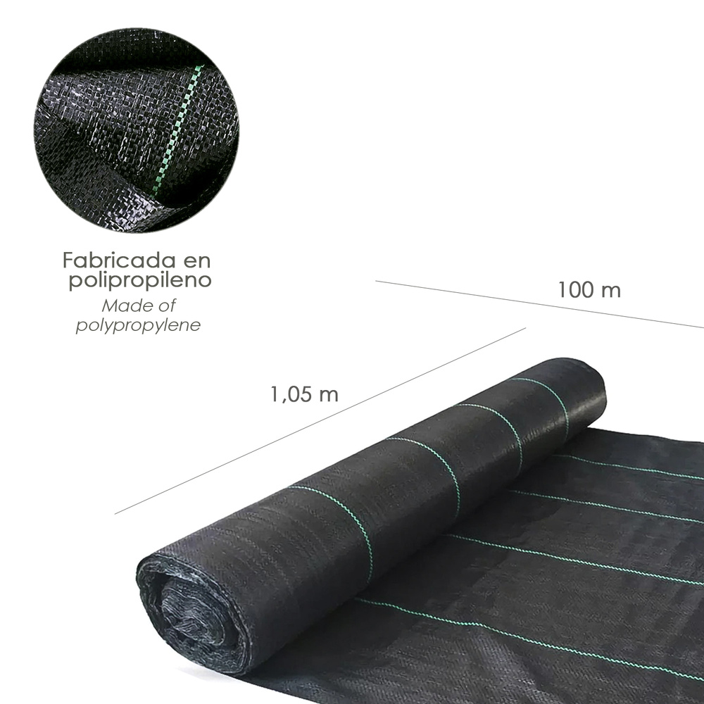 Malla Antihierbas (Rollo 1,05x10 Metros) Malla Anti Maleza, Malla Geotextil Jardin, Tela Anti Hierbas Jardin, - Imagen 2