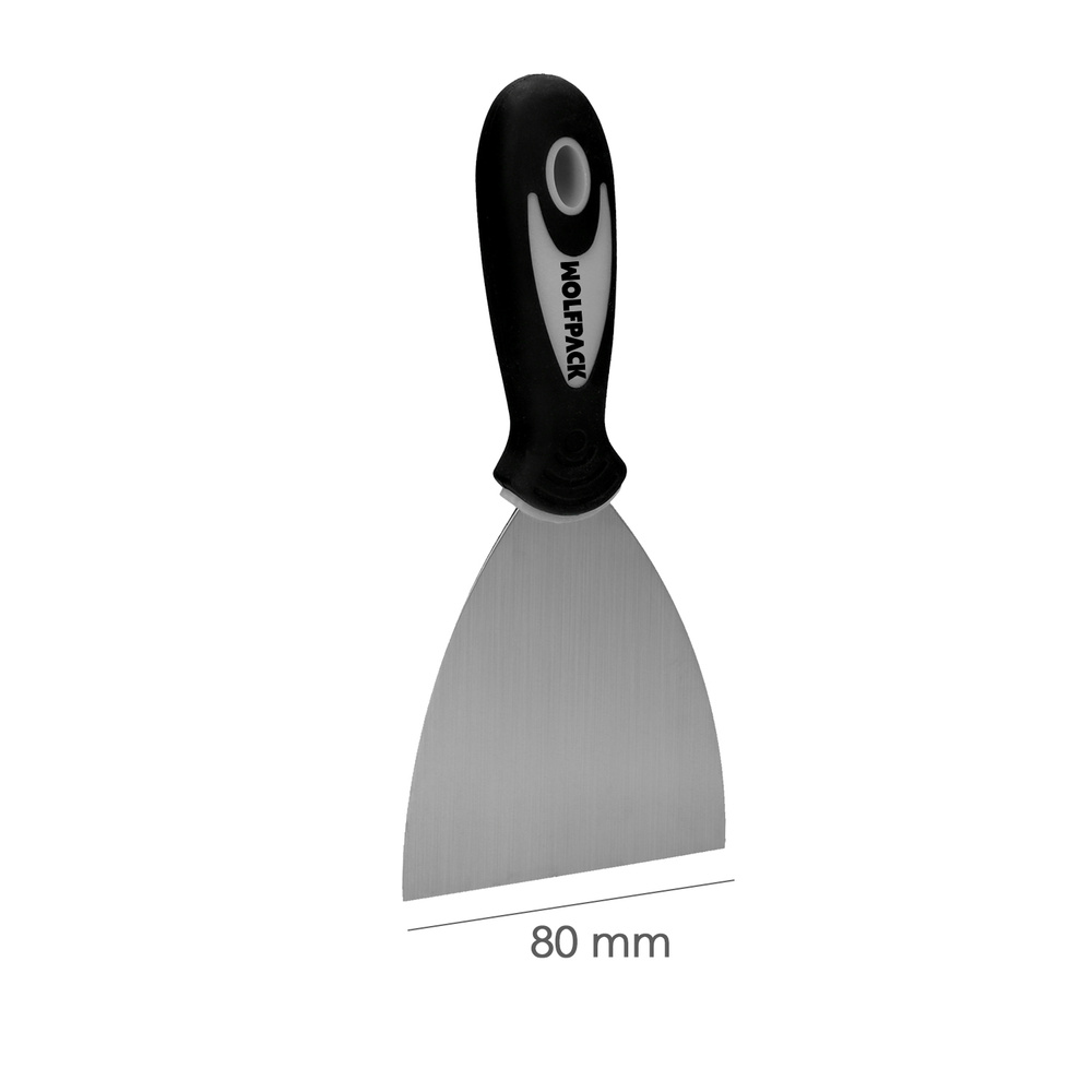 Espatula Acero Inoxidable Ancho 80 mm. Con Mango de Goma Ergonomico, Espatula Pintor, Espatula Masilla, Paletina, Paleta Rascar - Imagen 2