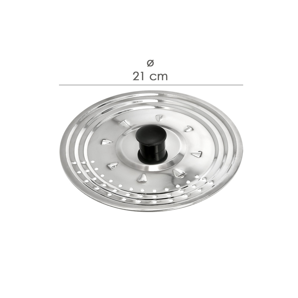 Tapadera Multiusos Acero Inoxidable Ø 21 cm. Uso Tapa Anti Salpicaduras y Escurridor. Tapadera Adpatable Diferentes Medidas - Imagen 2