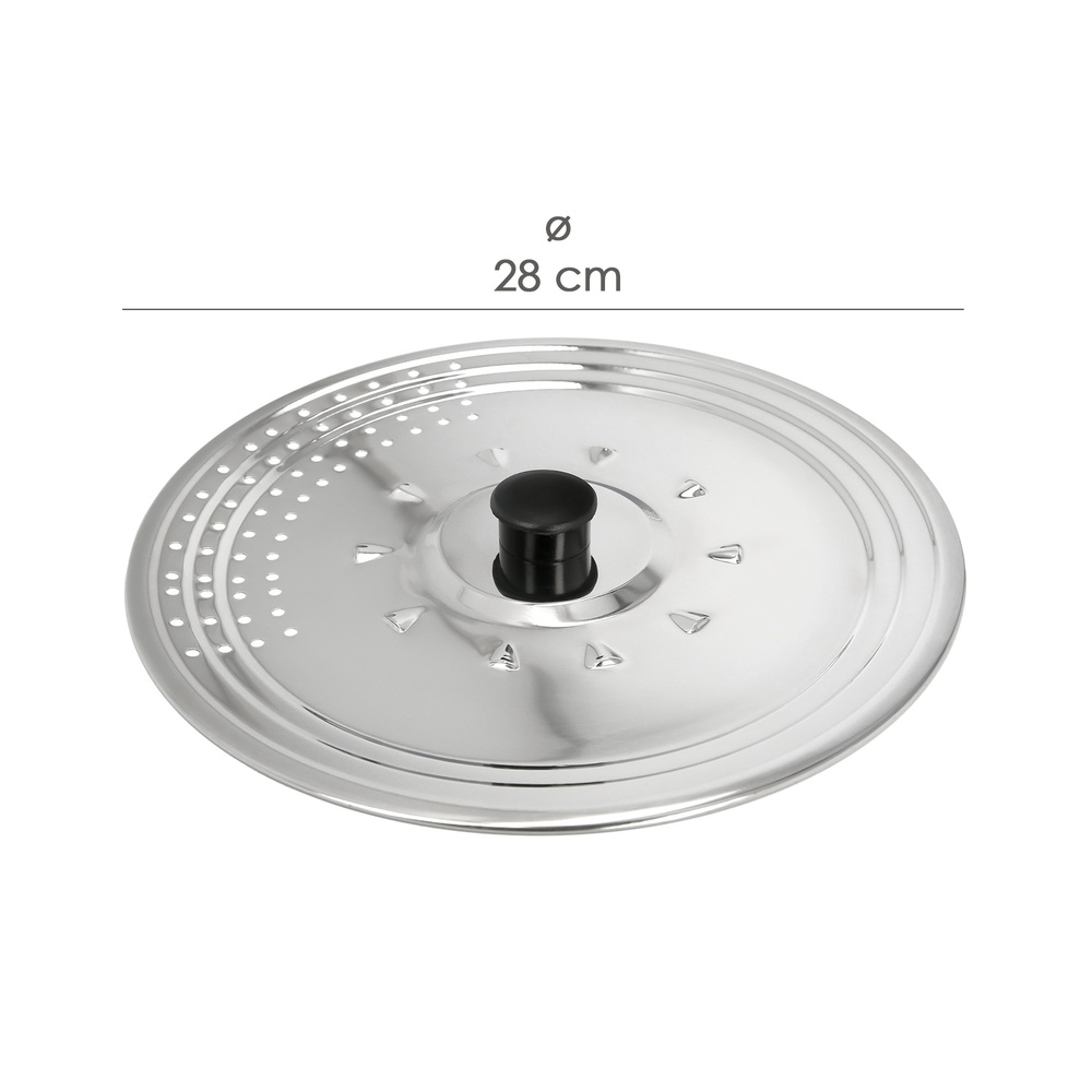 Tapadera Multiusos Acero Inoxidable Ø 28 cm. Uso Tapa Anti Salpicaduras y Escurridor. Tapadera Adpatable Diferentes Medidas - Imagen 2
