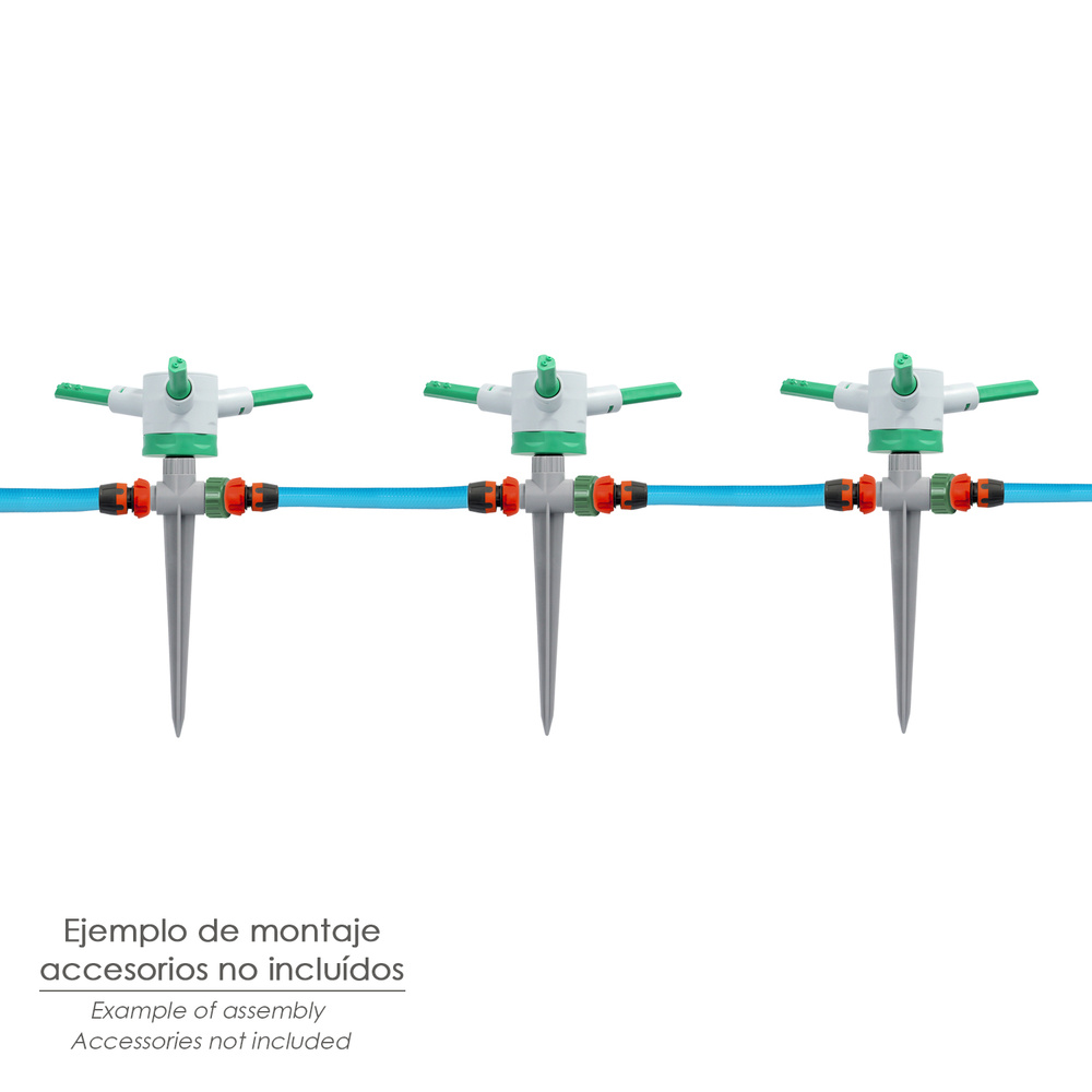 Aspersor Plástico 3 Brazos Con Pincho Con Regulador de Presión. - Imagen 5