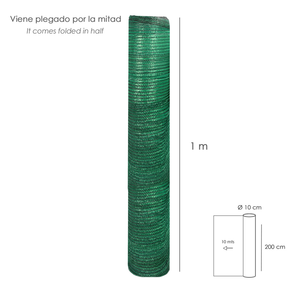 Malla Sombreo Rollo 2,0 x 10 Metros, Reduce Radiación, Protección Jardín y Terraza, Regula Temperatura, Color Verde Claro - Imagen 2