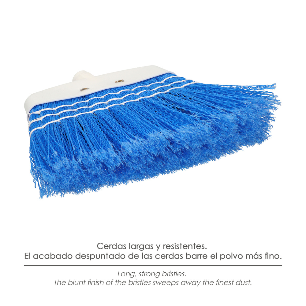Escoba Jardin Azul Con Cordones Sin Mango, Escoba Terrazas, Terrazas, Cocheras, Calles, - Imagen 3