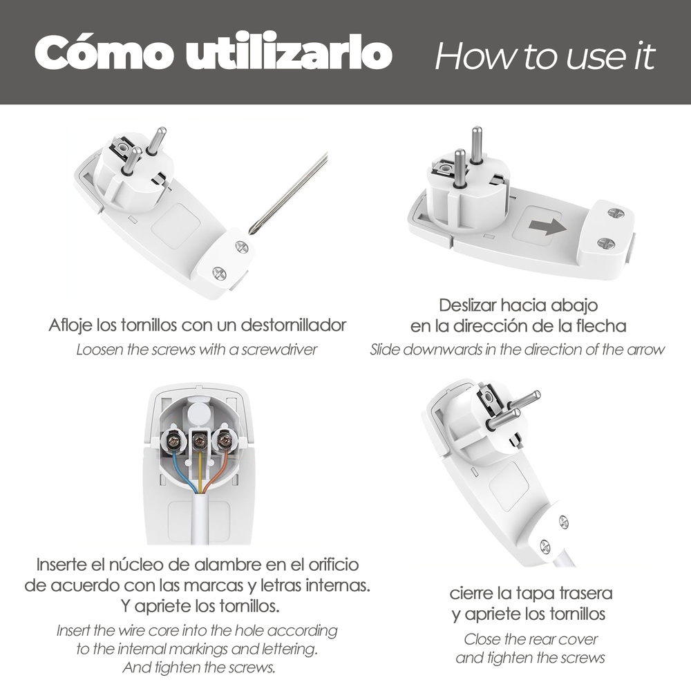 Clavija Enchufe Ultraplano 7 mm. con Asas De Extraccion 16 A - 250 V. Tras Muebles, 3 Cables, Toma Schuko - Imagen 5