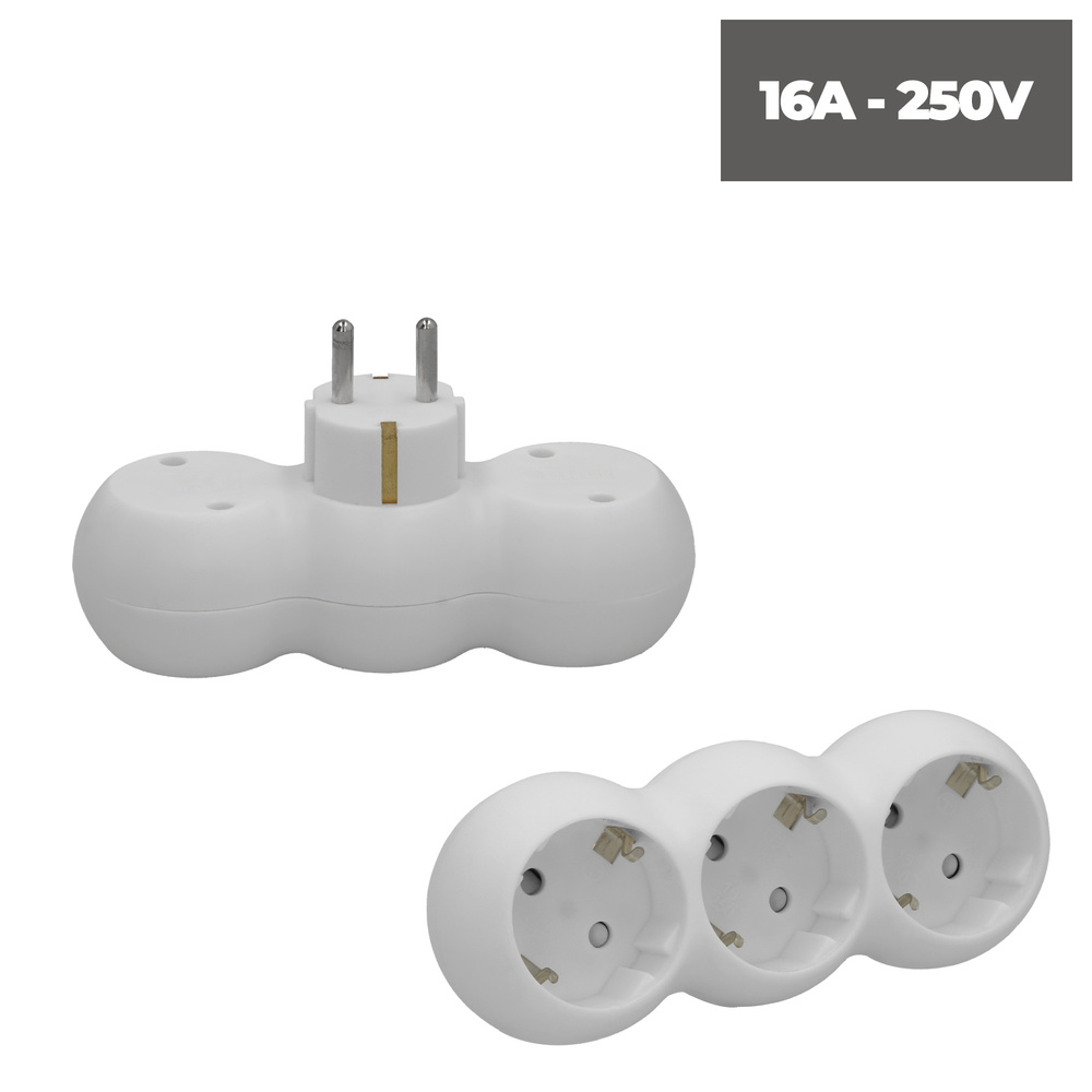 Adaptador Triple Schuko Recto 16A. 250V. - Imagen 5