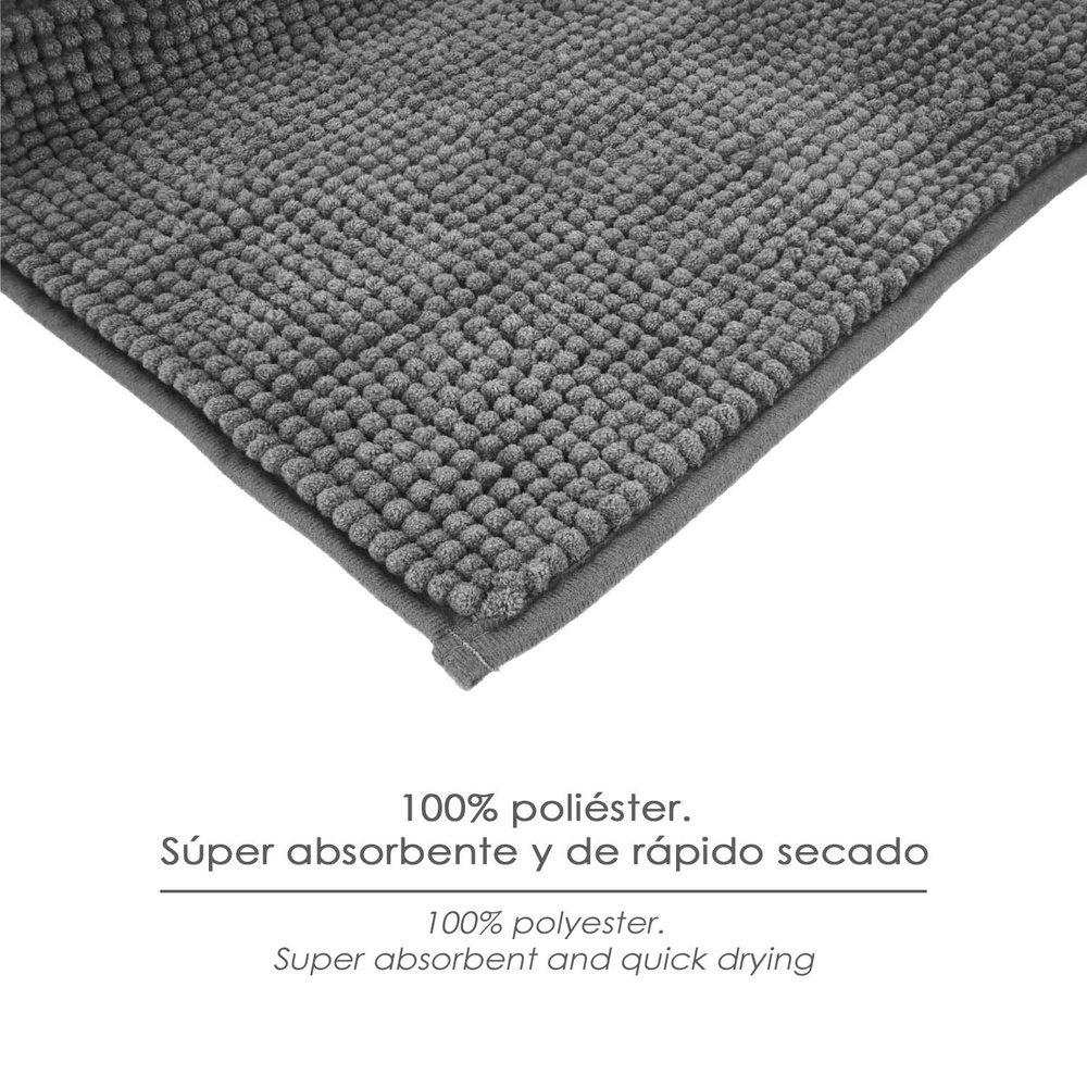 Alfombra Baño Poliéster Chenilla 50x80 cm. Gris. - Imagen 4
