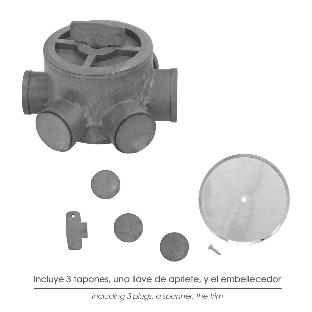 Bote Sifónico PVC Tuberias Ø 110 mm. Salidas Ø 50 y 40 mm. Altura 90 mm. - Imagen 5