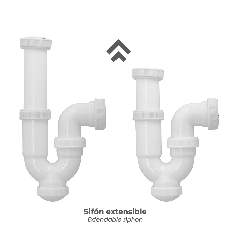 Sifon Curvo ExtensibleTuerca Loca 1 1/2" Ø 40 Mm - Imagen 3