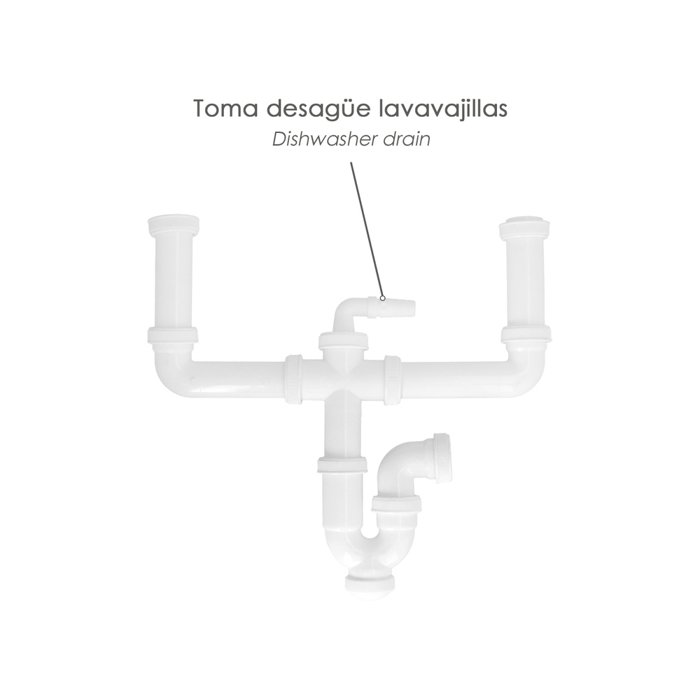 Sifon Doble Extensible Con Dos Evacuaciones 1 1/2" Salida De Ø 40 Mm - Imagen 4