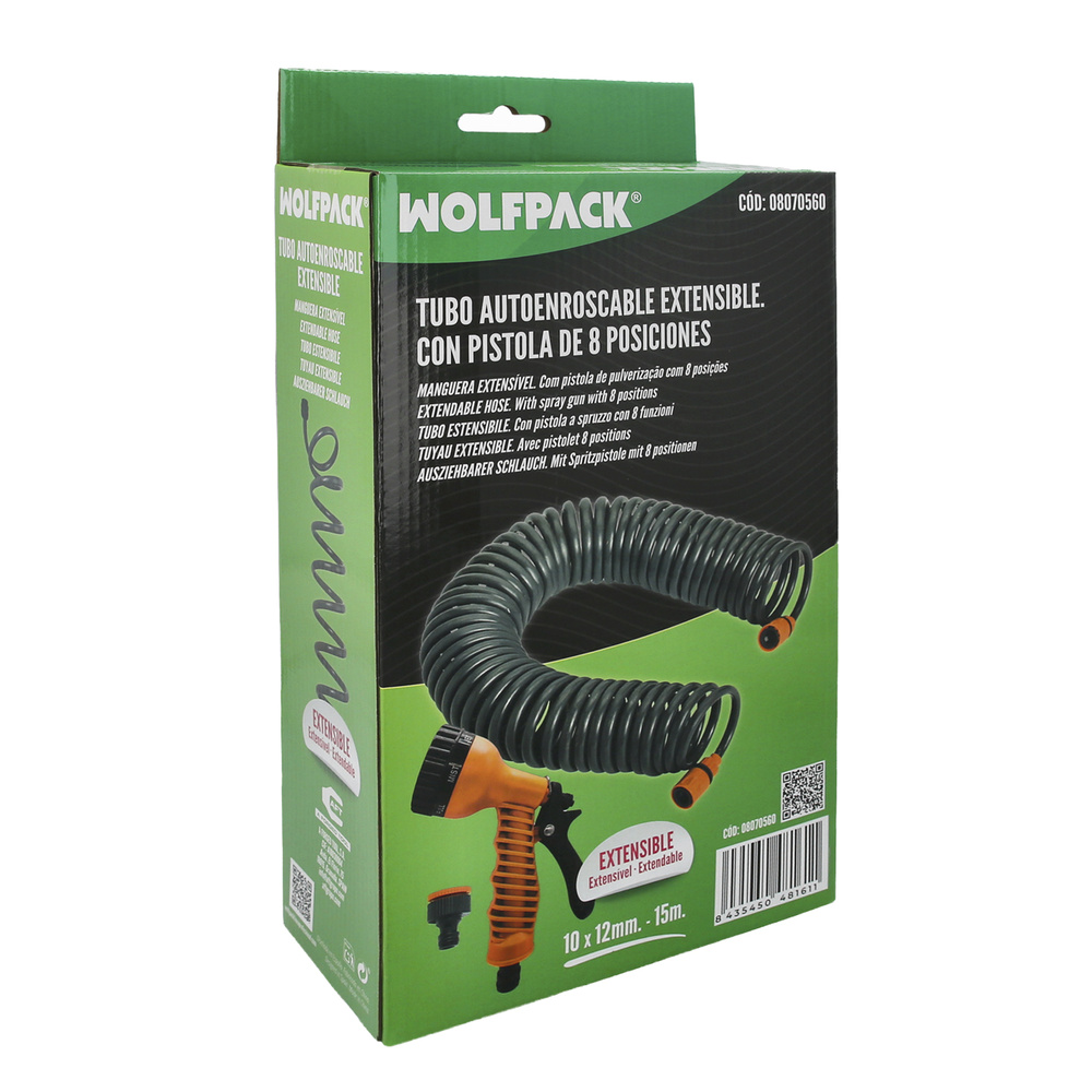 Manguera Extensible Autoenroscable Espiral 15 Metros Con Pistola y Conectores - Imagen 5
