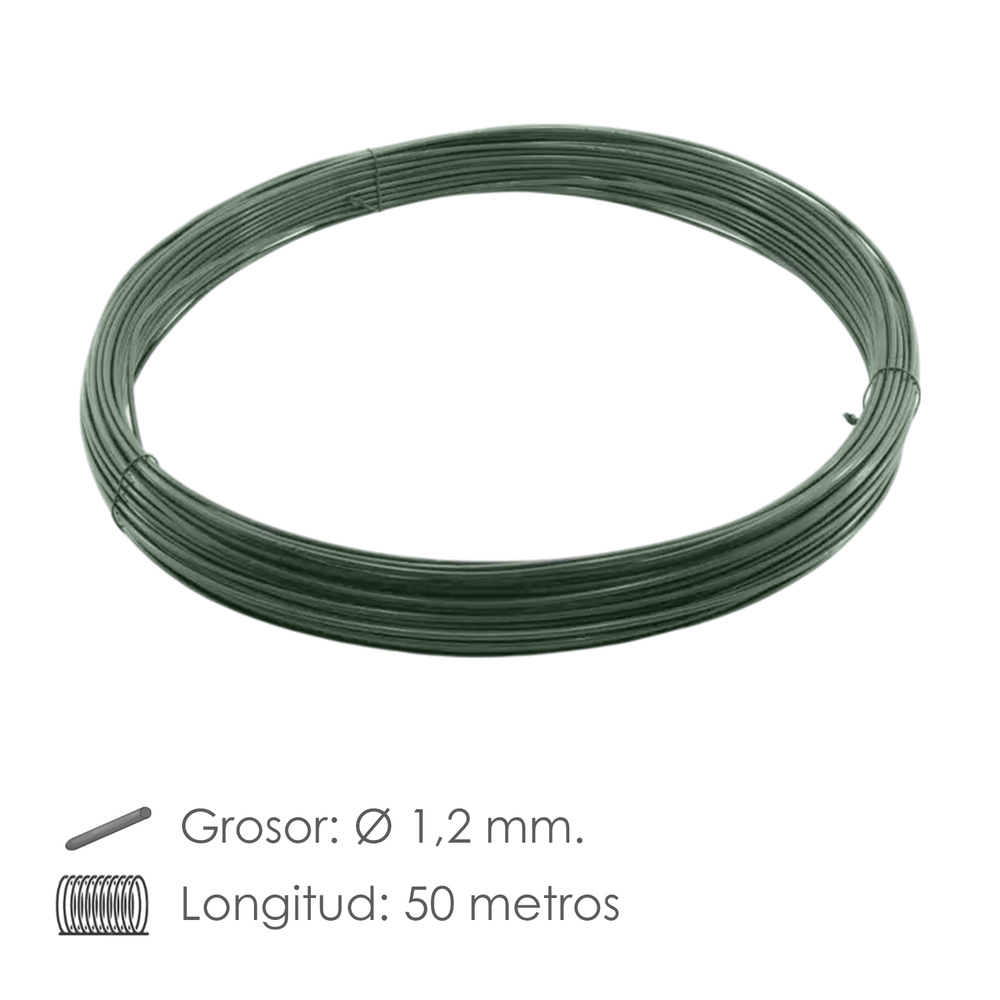 Alambre Plastificado 1,2 mm. Verde (Rollo 50 metros) - Imagen 2