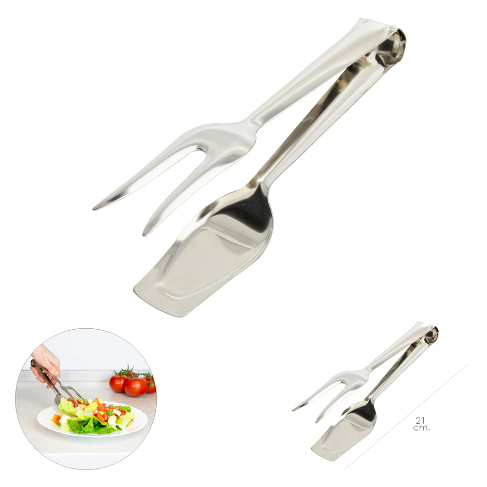 Pinzas Para Servir Acero Inoxidable 21 cm. Ideal para la cocina, servir ensaladas, servir carnes, pescados, etc. - Imagen 2