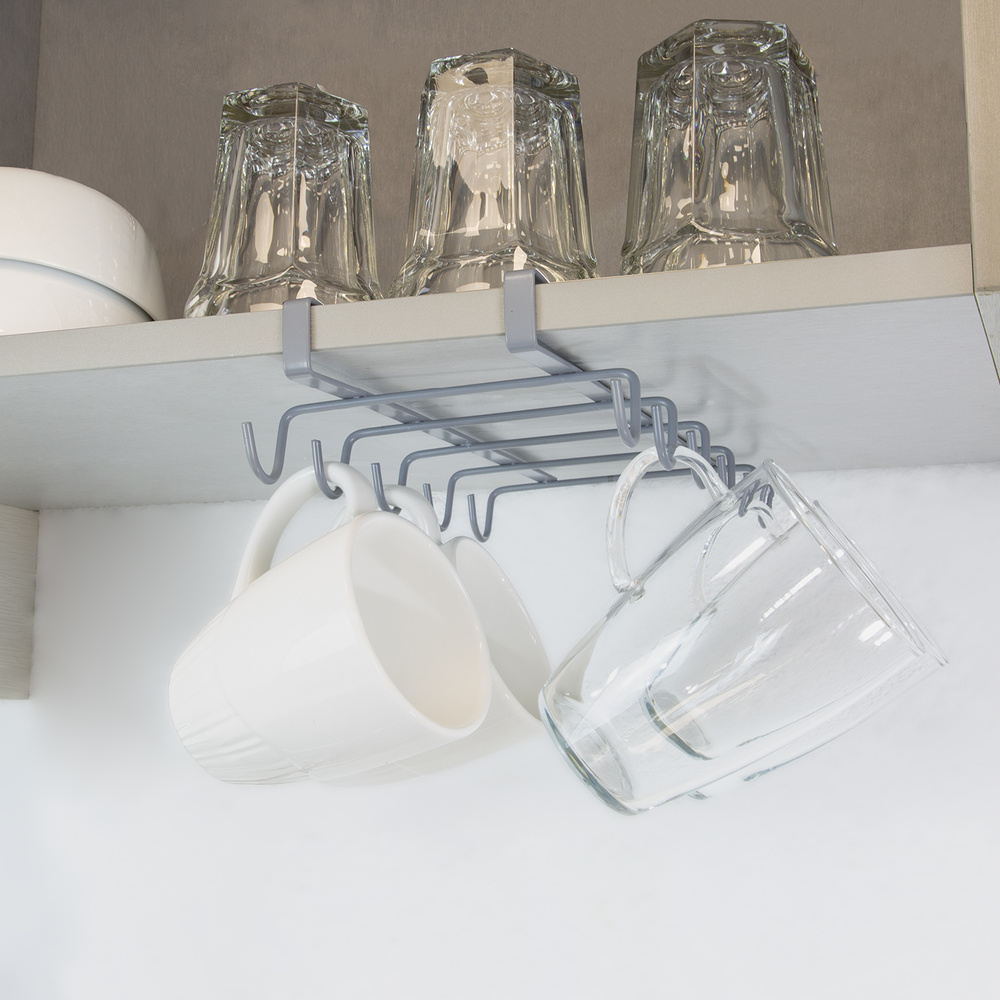 Colgador Tazas, Soporte Cocina Bajo Mueble, Acero Cuelgatazas para 10 tazas - Imagen 4
