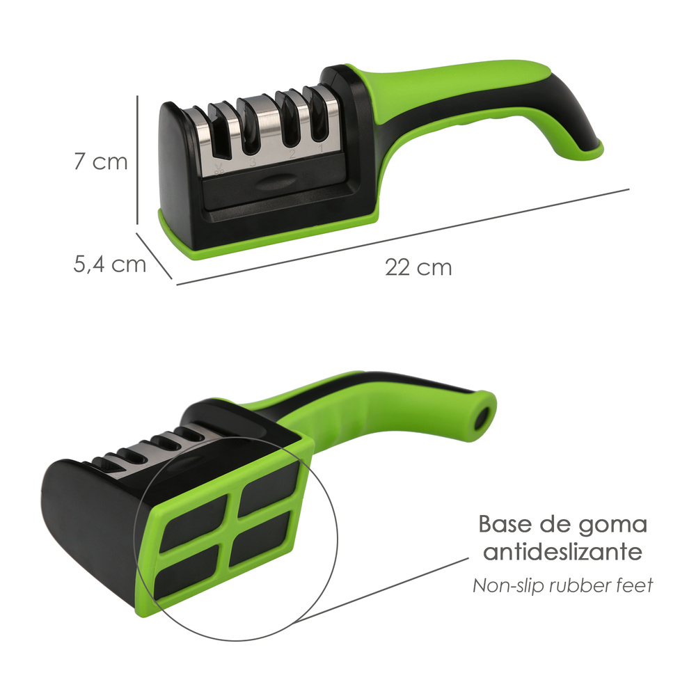 Afilador Cocina Cuchillos Tijeras, 4 Etapas Con Mango - Imagen 2