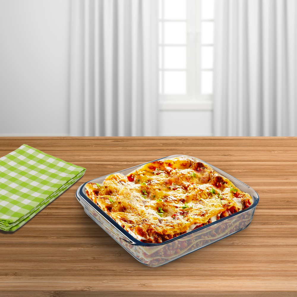 Fuente Horno Cristal Borosilicato Cuadrada 1,1litros. 18x18 cm. Ideal Meclas, Ensaladas, Postres, Cocina, Resposteria. Libre BPA - Imagen 5