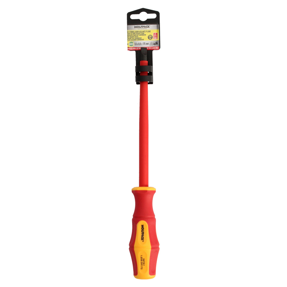 Destornillador Plano Aislado Certificado VDE 1.000 V. Medida 1,6x Ø 8,0 x 175 mm. Destornillador Seguridad Electricista - Imagen 5