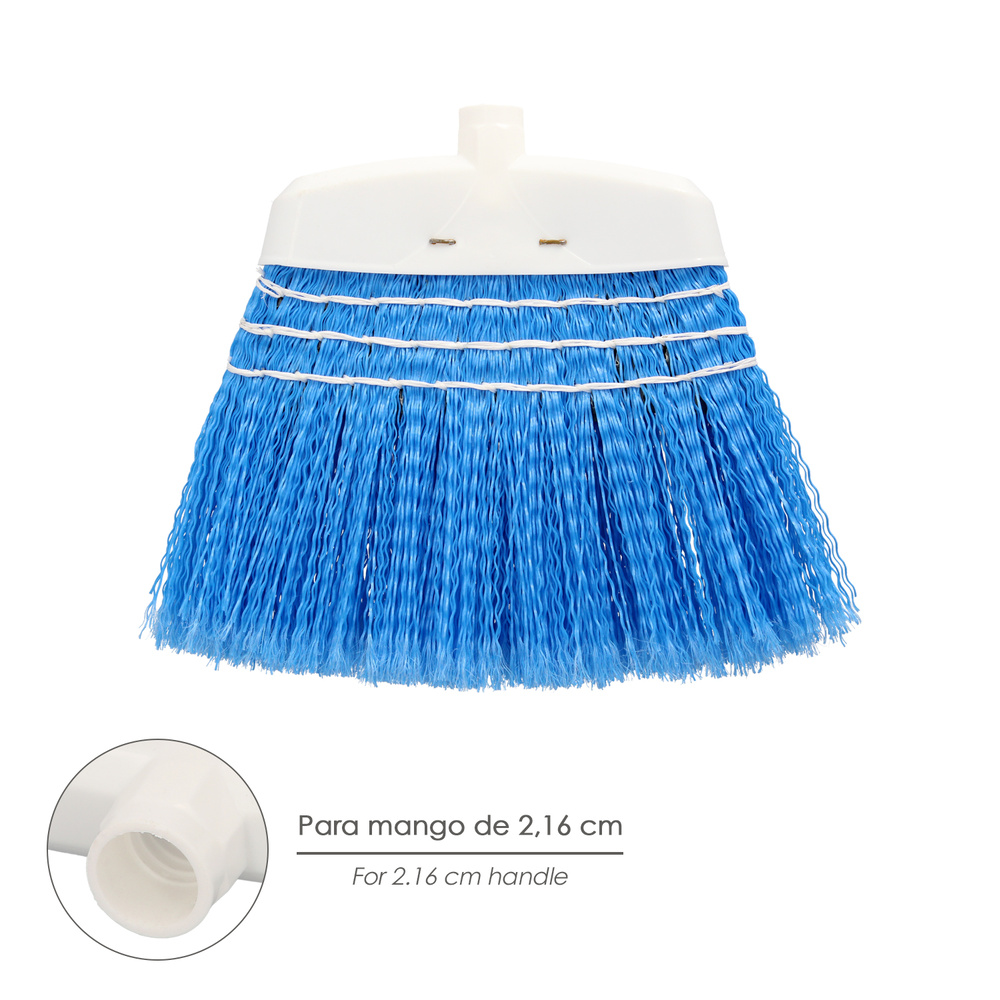Escoba Jardin Azul Con Cordones Sin Mango, Escoba Terrazas, Terrazas, Cocheras, Calles, - Imagen 4