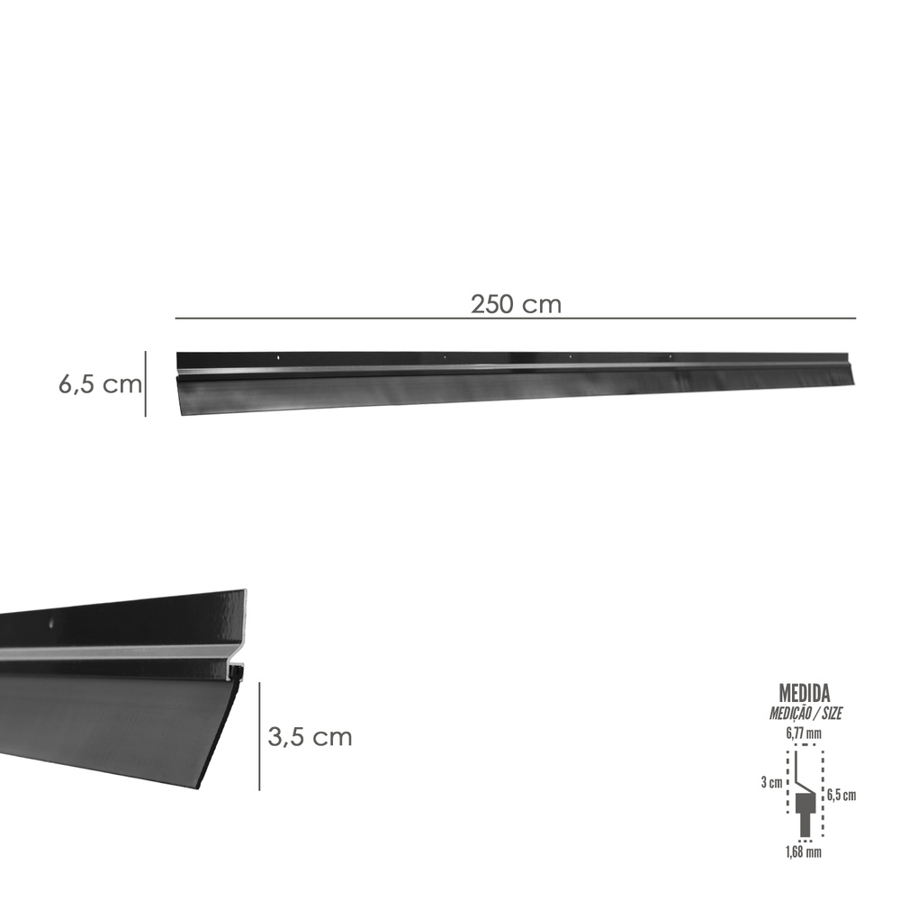 Burlete Para Puertas De Garaje Aluminio Negro Con Goma 2,5 m. Perfil Bajo Cochera Cepillo De Puerta, Burlete Garaje - Imagen 2