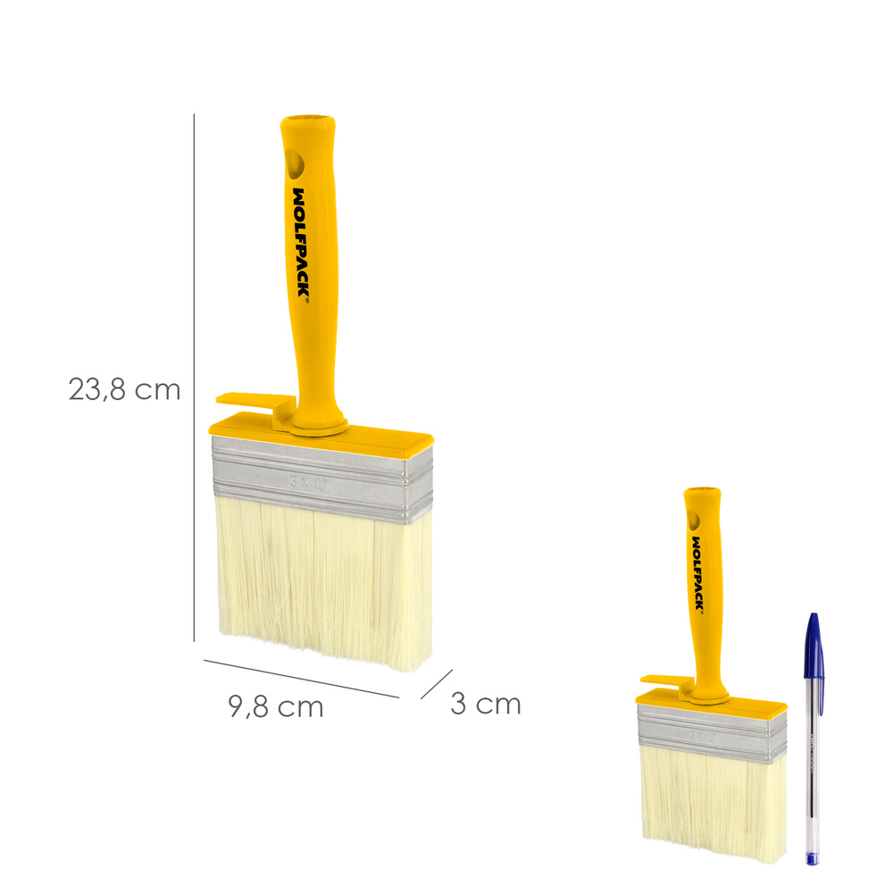 Brocha Profesional Techos 100x30 mm. Cerda Blanca. Mango Ergonomico, Con Gancho. Brocha Pintura, Brocha Pintor Profesional - Imagen 2