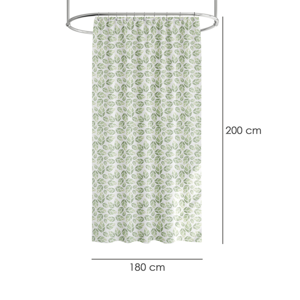 Cortina Ducha Hojas Verdes 180x200 cm. Impermeable - Imagen 2