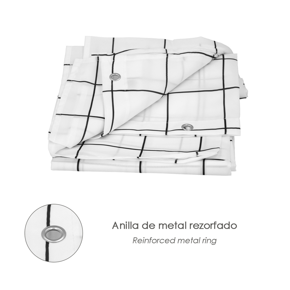 Cortina Ducha Cuadros 180x200 cm. Impermeable - Imagen 4