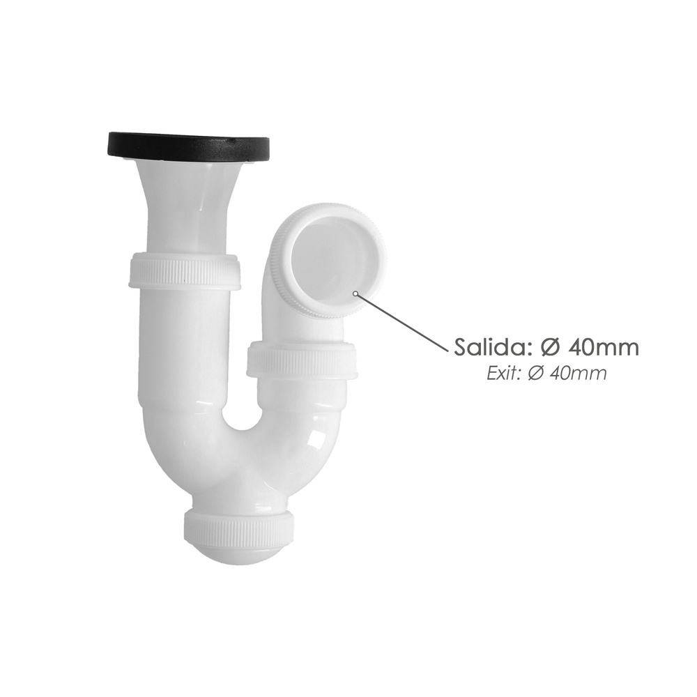 Sifon Curvo Extensible Con Valvula y Tapon 1 1/2" Ø 40 Mm - Imagen 3