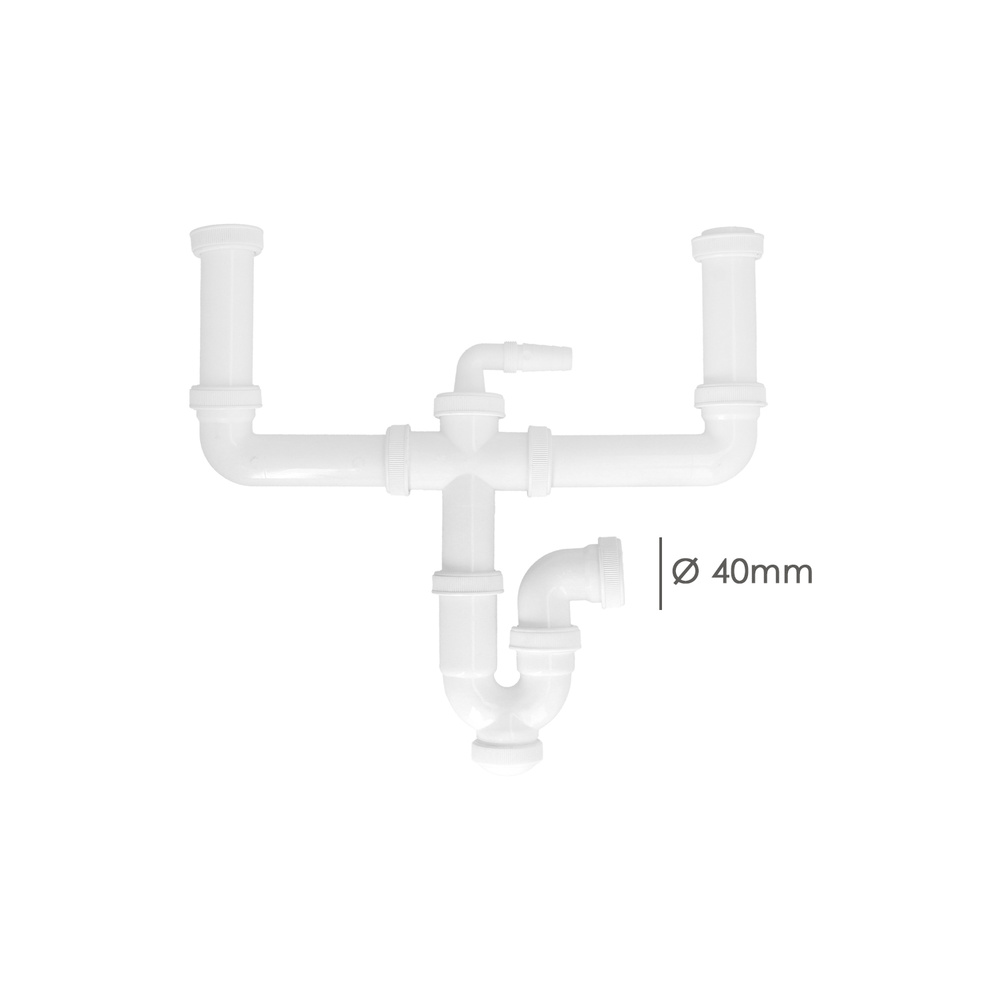 Sifon Doble Extensible Con Dos Evacuaciones 1 1/2" Salida De Ø 40 Mm - Imagen 5