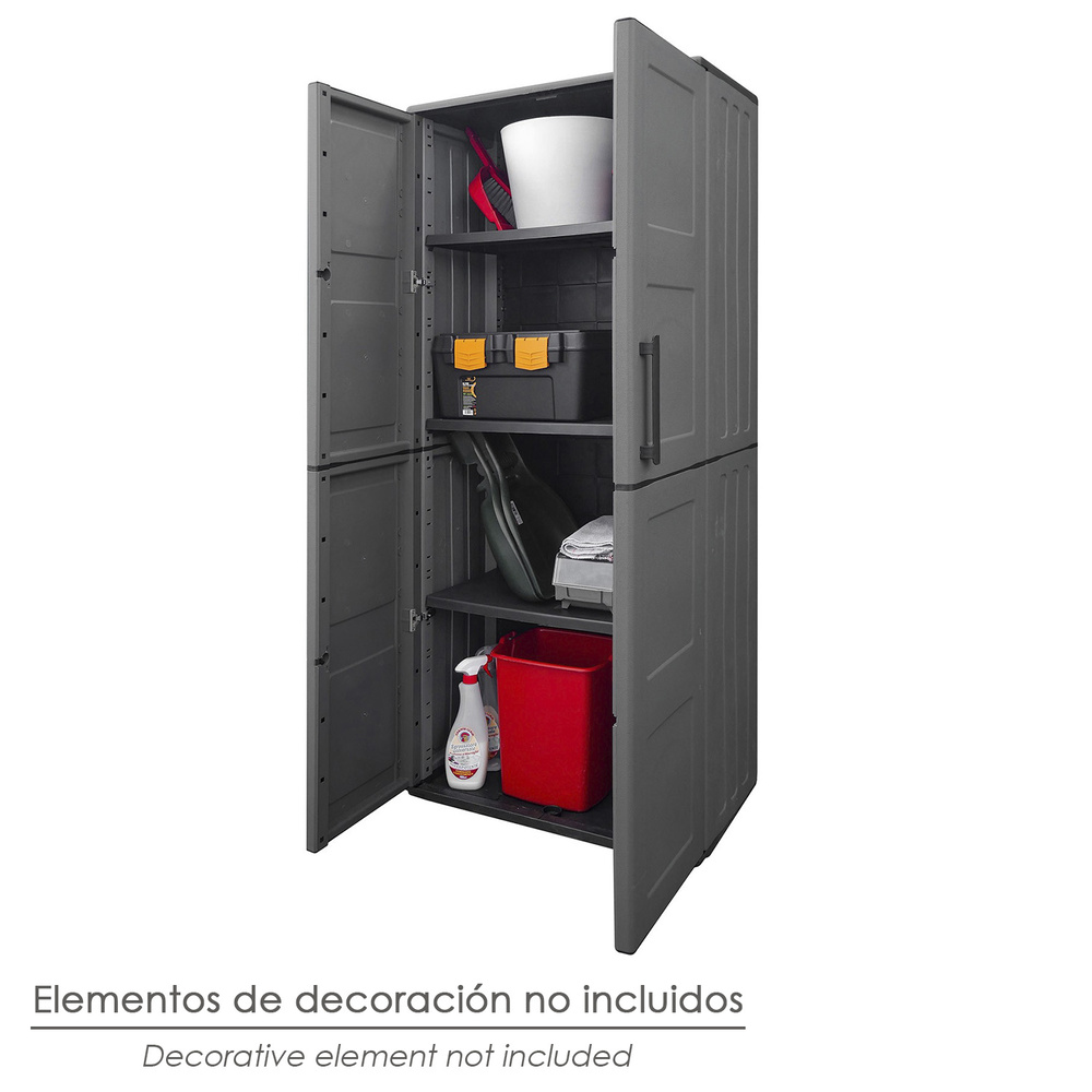 Armario Resina Alto 68x37x169 cm. Color Gris Oscuro - Imagen 4
