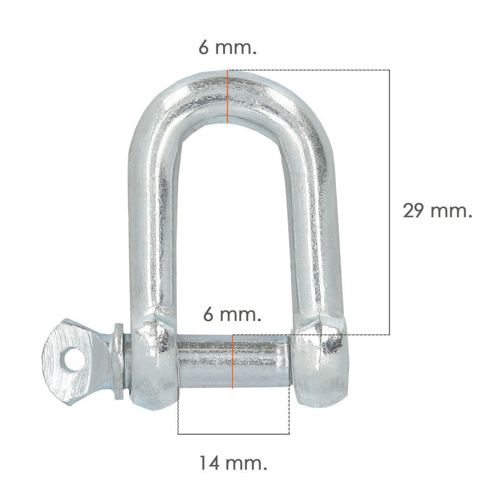 Grillete Recto Galvanizado 6 mm. 1/4" Uso Domestico - Imagen 2