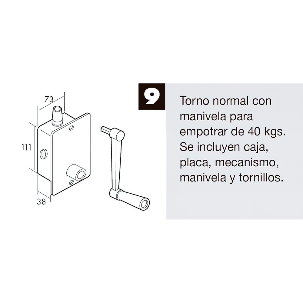 Torno Elevacion Persiana Empotrar Blanco - Imagen 4