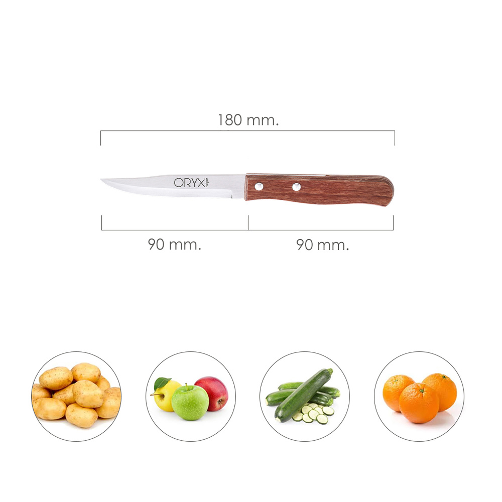 Cuchillo Montana Patatero Hoja Acero Inoxidable 9 cm. Mango madera (Blister 3 piezas) - Imagen 2