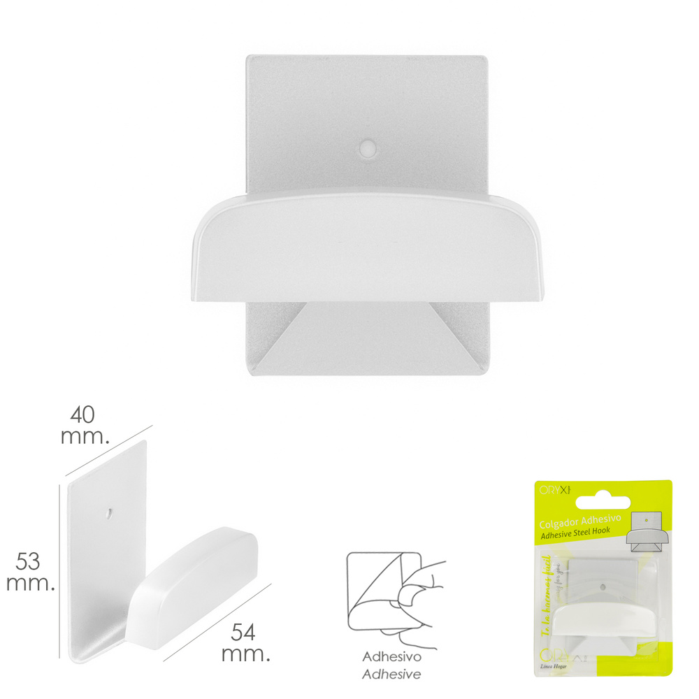 Colgador Percha Adhesivo Acero Inoxidable Color Blanco - Imagen 2