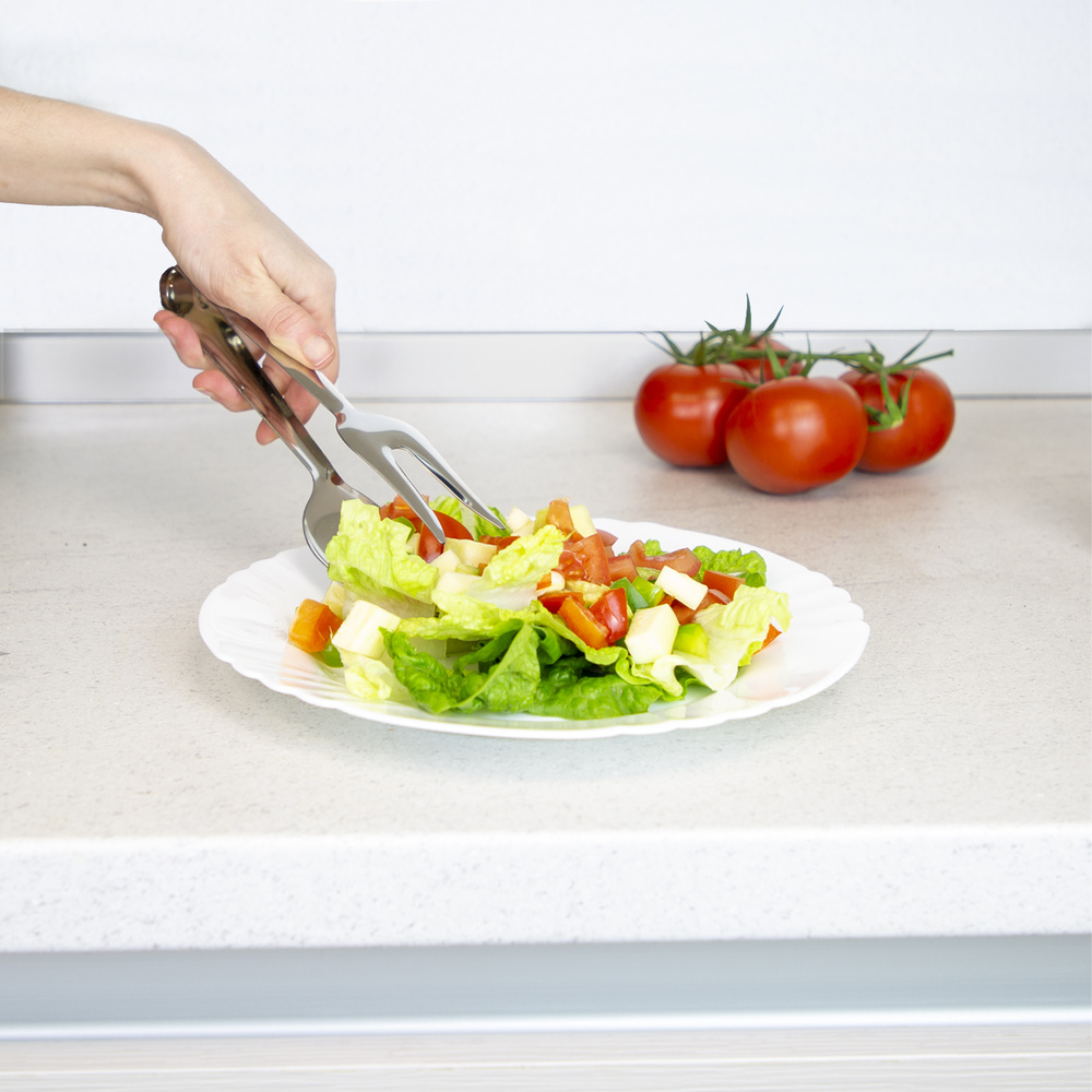 Pinzas Para Servir Acero Inoxidable 21 cm. Ideal para la cocina, servir ensaladas, servir carnes, pescados, etc. - Imagen 3